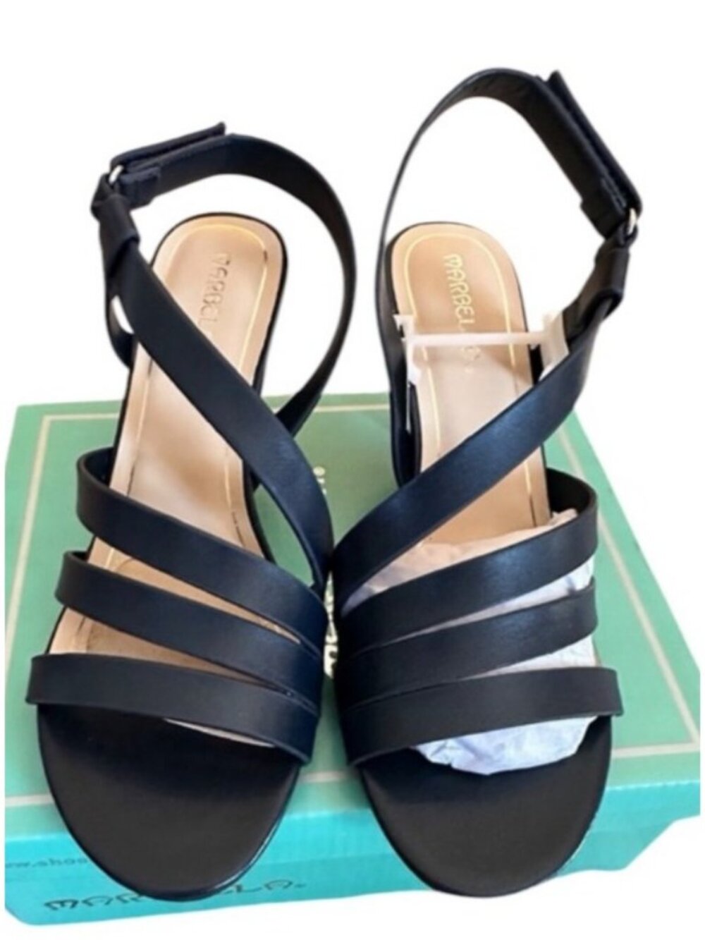 Marbella Womens Navy Strappy Sandals With Adjustable Buckle Closure SZ 9.5 NWOB